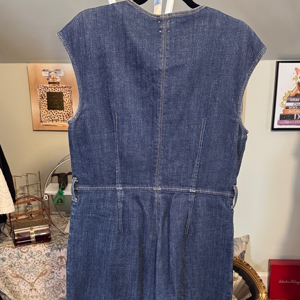 EUC Rebecca Taylor La Vie Dark Wash Blue Denim Jumpsuit  No Belt - Picture 4 of 11